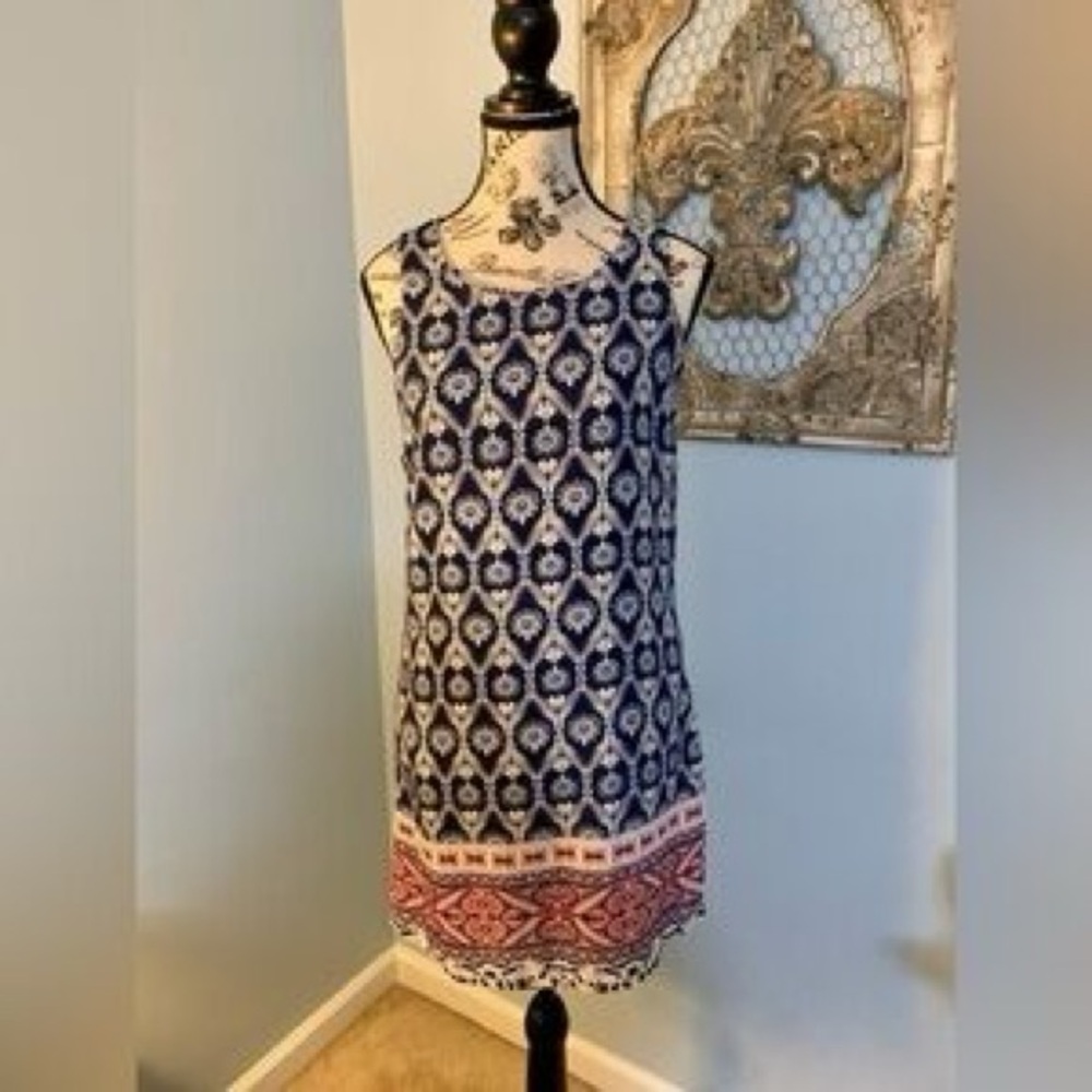 Pink Republic Blue and Red Patterned Mini Dress